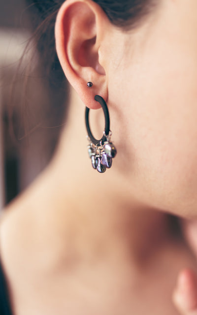 Boho 3D earrings and baroque pearls ESMERALDA