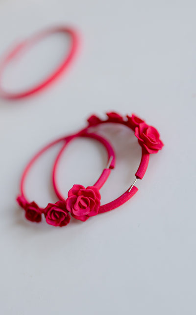 Anneaux d'oreilles de roses 3D Flamenco