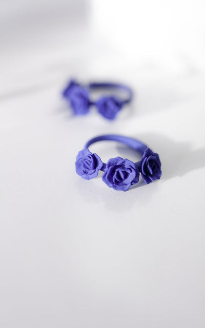 Boucles d'oreilles rouges, anneau d'oreilles bleues, roses bleues, Modèle Mini-FLAMENCO, bijou fait québec.