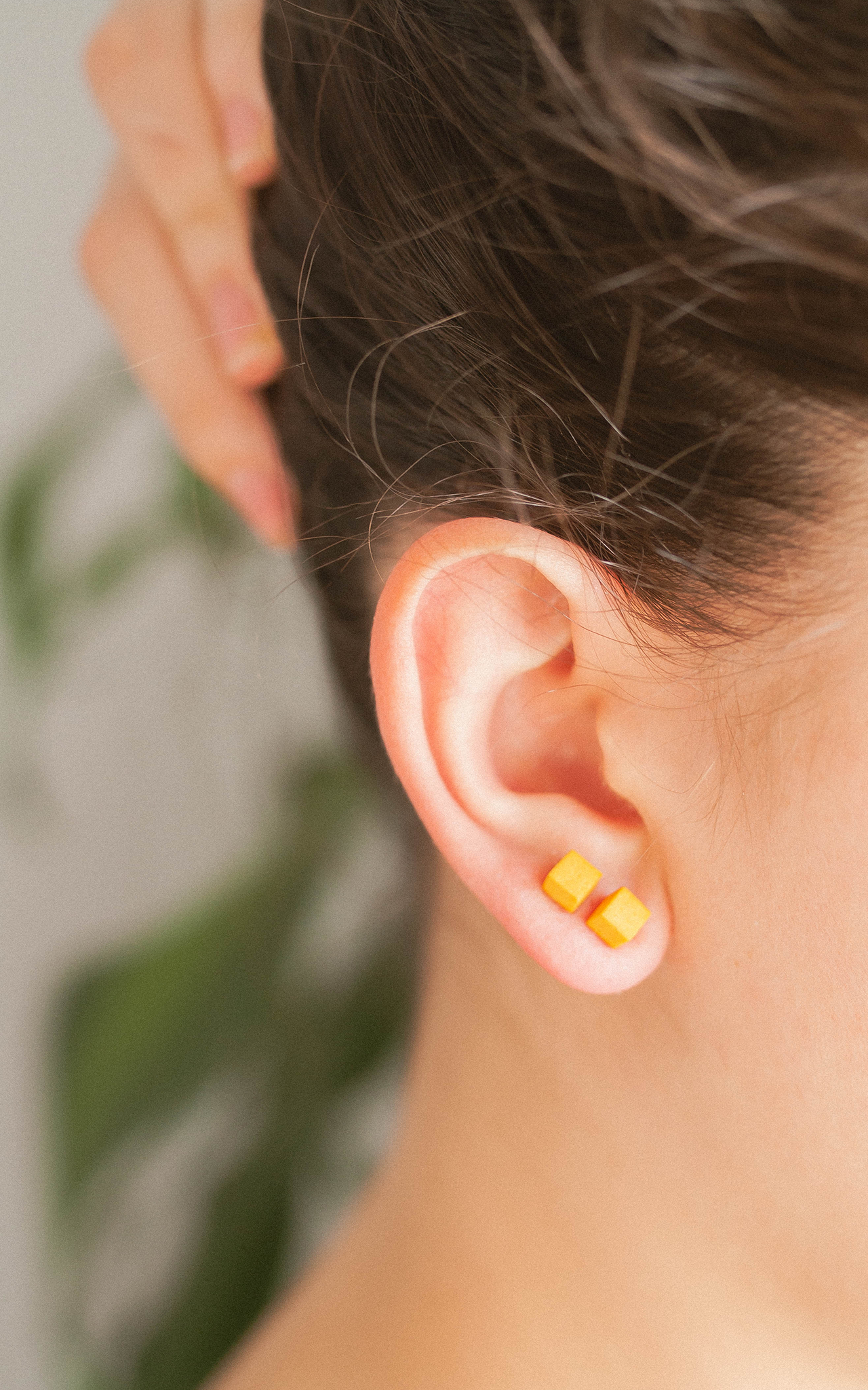 Les puces d'oreilles 3D Cubic